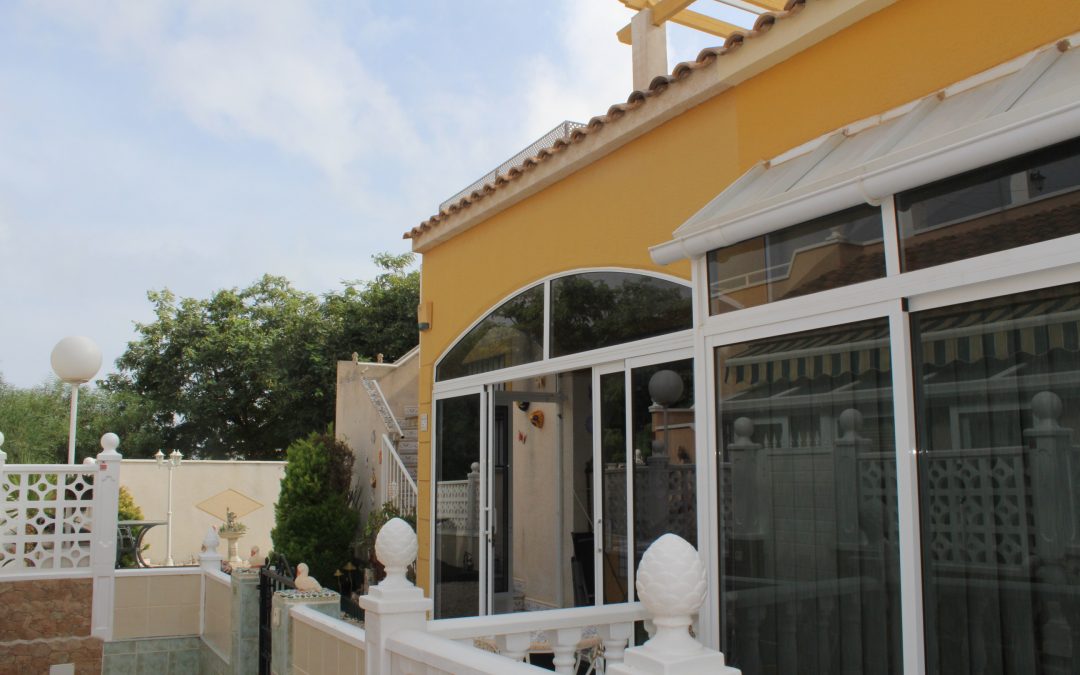 Two bedroom, one bathroom quad bungalow with sunny outside space for sale in Punta Prima